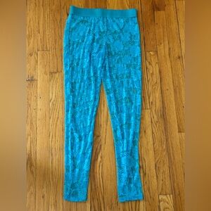 Say What? Blue Floral Lace Mesh Sheer Leggings Tights Bottoms, Y2K Indie Sleaze